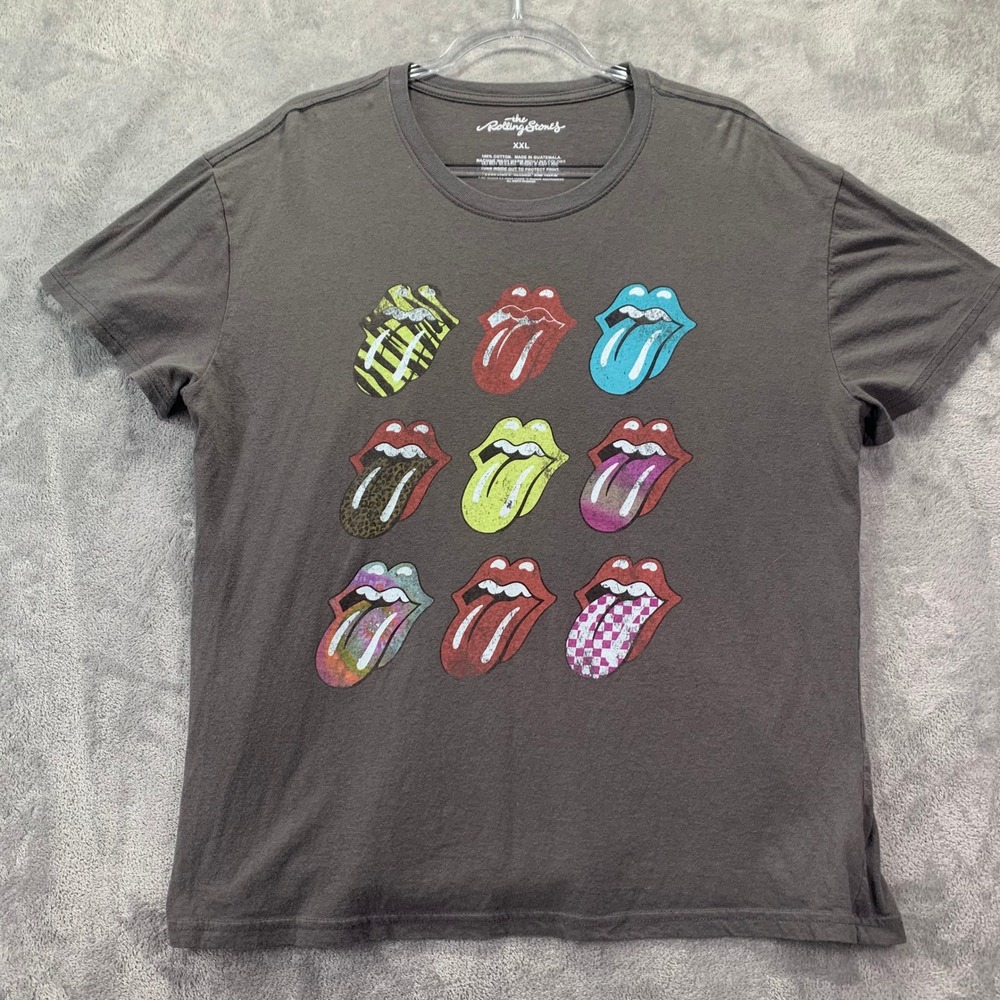 Rolling Stones Tongue Graphic T Shirt Mens XXL Gray Band Tee